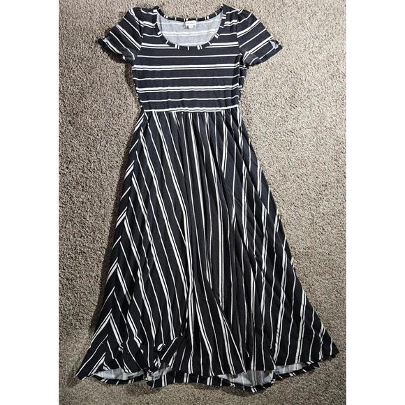 LuLaRoe Black White Striped Long Dress Small - Picture 1 of 7